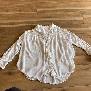 White Free People Button Up Shirt